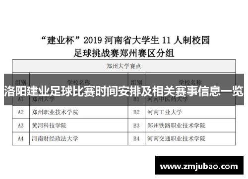 洛阳建业足球比赛时间安排及相关赛事信息一览